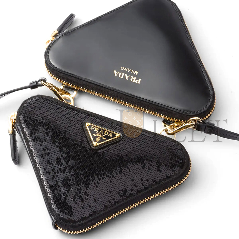 PRADA TRIANGULAR SEQUINED MINI POUCH 1NR015 (15*10cm)